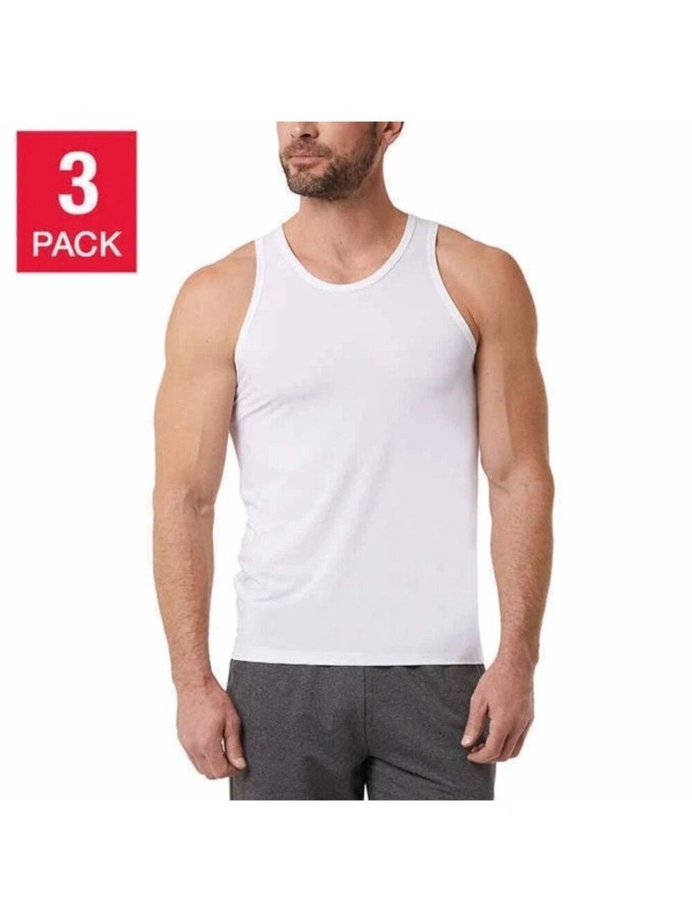NWT 32 Degrees Cool Men's L White Comfort Mesh Tank 3-Pack Breathable